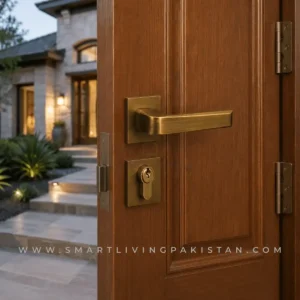 Antique Brass Tapered Lever Door Handle Lock by Smart Living Pakistan