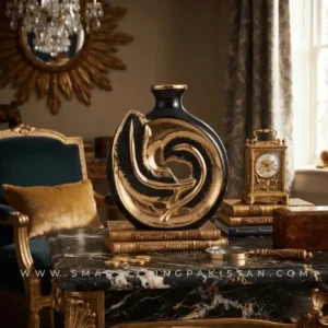 Black Gold Vase Decoration Piece Phoenix by Smart Living Pakistan
