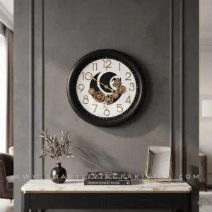 Black Rim Moon Gear Wall Clock by Smart Living Pakistan
