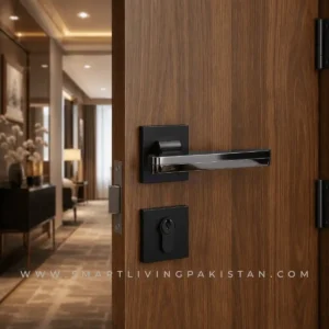 Black Two-Tone Door Handle Lock by Smart Living Pakistan