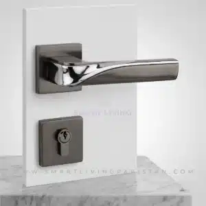 Chrome Grey Curved Door Handle Lock Crystal by Smart Living Pakistan
