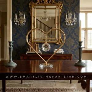 Double Heart Crystal Decoration Piece Gold Showpiece by Smart Living Pakistan