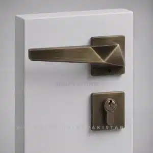 Geometric Faceted Door Handle Lock Antique Brass Door Handle lock by Smart Living Pakistan