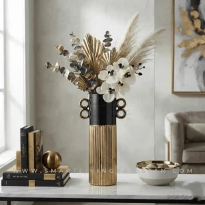 Gold Ribbed Vase Set Decoration set by Smart Living Pakistan
