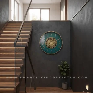 Green Dial Gold Gear Wall Clock by Smart Living Pakistan
