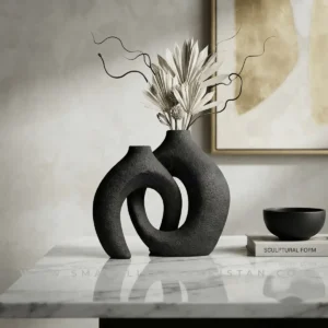Matte Black Vase Decoration Piece Basalt by Smart Living Pakistan