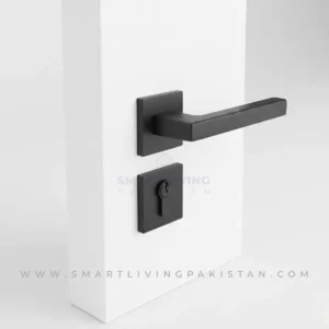 Solid Black Interior Door Handle on Square Rosette by smart living Pakistan