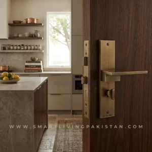 Aluminum Door Handle Lock Set with Matt Golden Finish by smart living pakistan