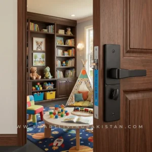 Black aluminum door lock Double profile lock by smart living paksitan