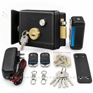 Heavy Duty Black Electric Main Gate Lock With Remote Kit by smart living Pakistan
