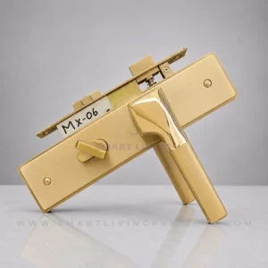 Golden Chrome Door handle lock set by smart living pakistan