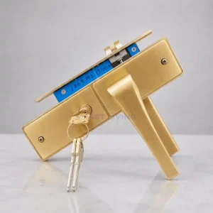 Golden aluminum door lock Double profile lock by smart living pakistan