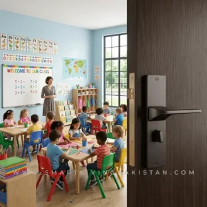 Modern Black Door handle lock set by smart living pakistan