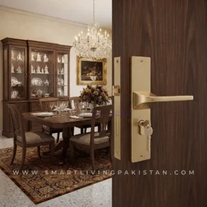 Modern Golden Door handle lock set by smart living pakistan