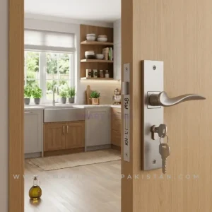 Silver Curve door lock by smart living pakistan